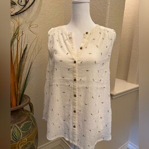 NWT Anthropologie Vanessa Virginia Antalya Buttondown Tank, Ivory, Size 8